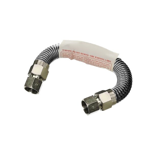 Flextron Gas Line Hose 3/8'' O.D. x 12'' Length 1/2" x 3/8" FIP Fittings, Stainless Steel Flexible Connector FTGC-SS14-12E - main